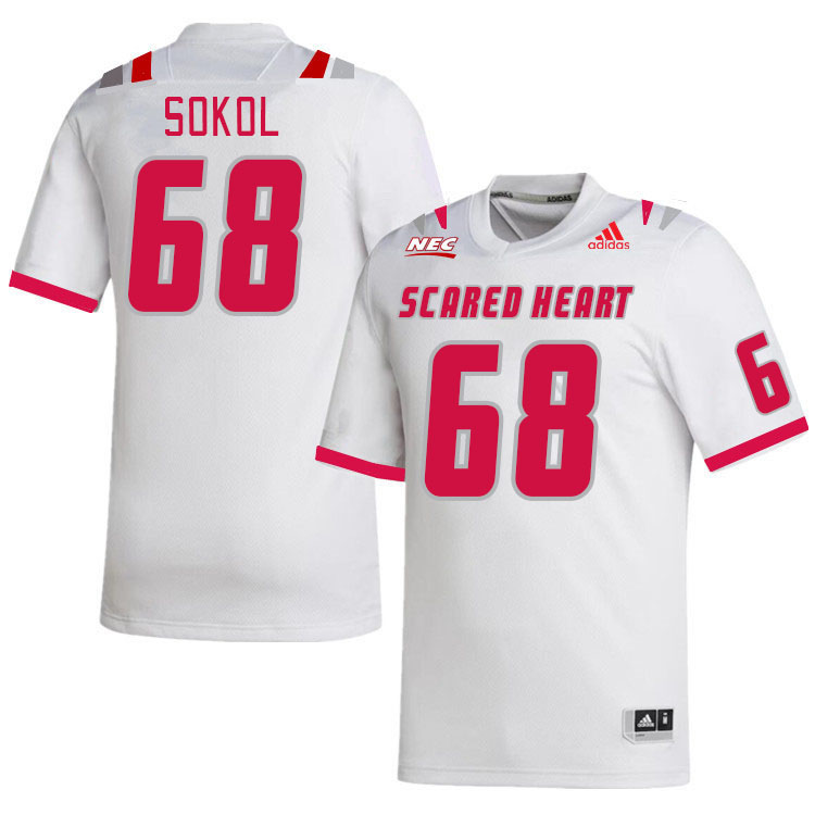 Men-Youth #68 Justin Sokol Scared Heart Pioneers 2023 College Football Jerseys Stitched Sale-White